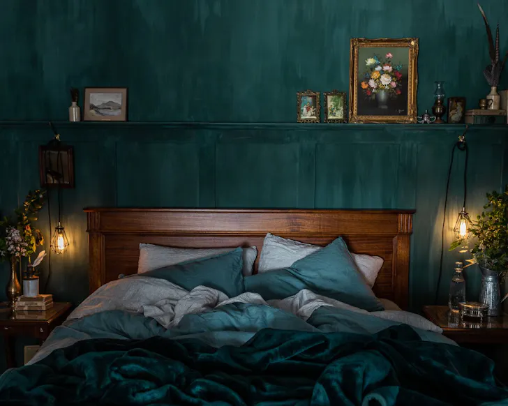The moody bedroom at Storytellers Rest one of the best WA Airbnb stays