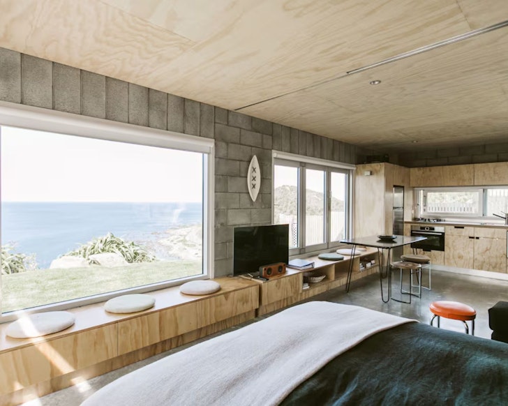 The sea view from one of the windows at Stunning Sea View Apartment one of the best Wellington Airbnbs