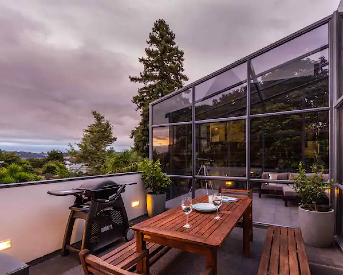 A table is set at one of the best Airbnbs in Taupo. 