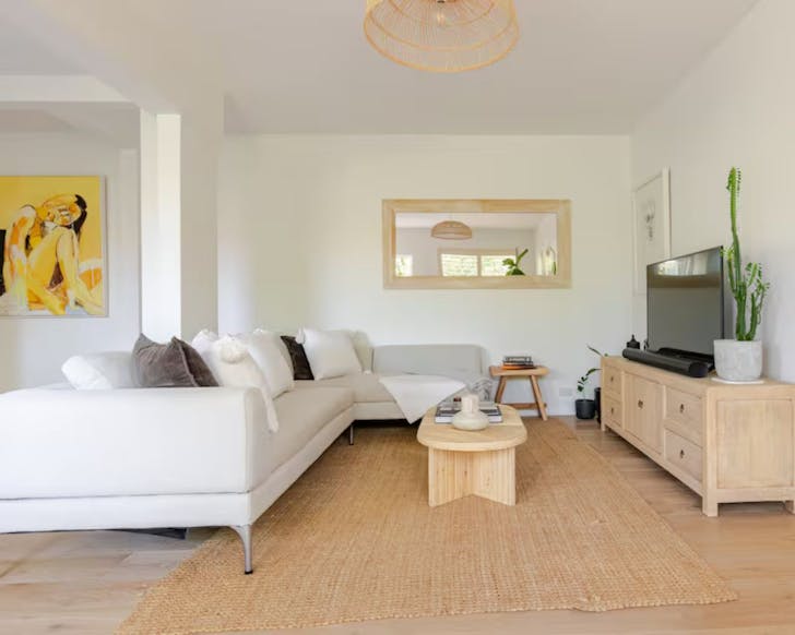 The bright living space at the Stylish Apartment Short Term Rental in Coogee, Sydney