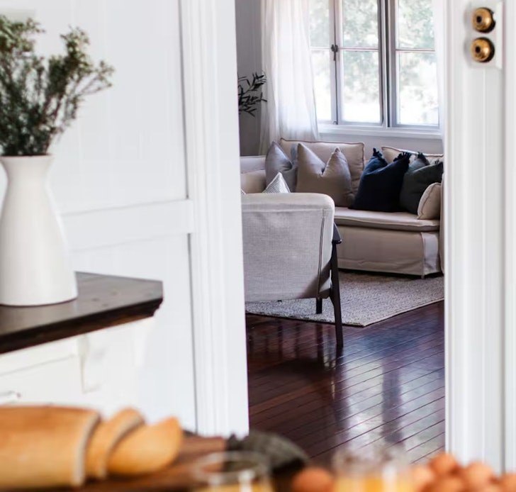 A view through the door of the lounge room at Summerholm House near Brisbane