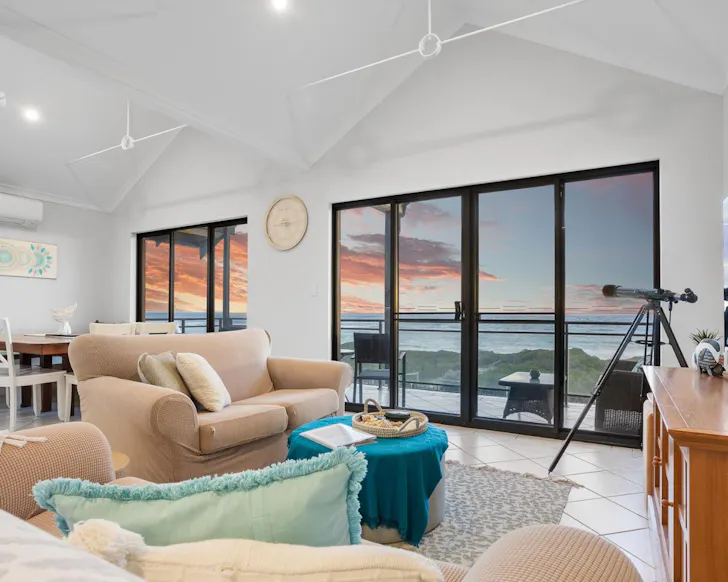 The sea view from the living space at Summers Beach House best WA beach houses