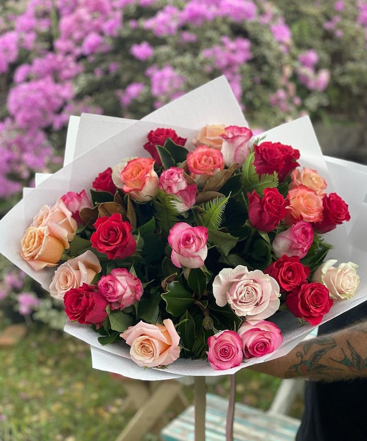 a bouquet of roses