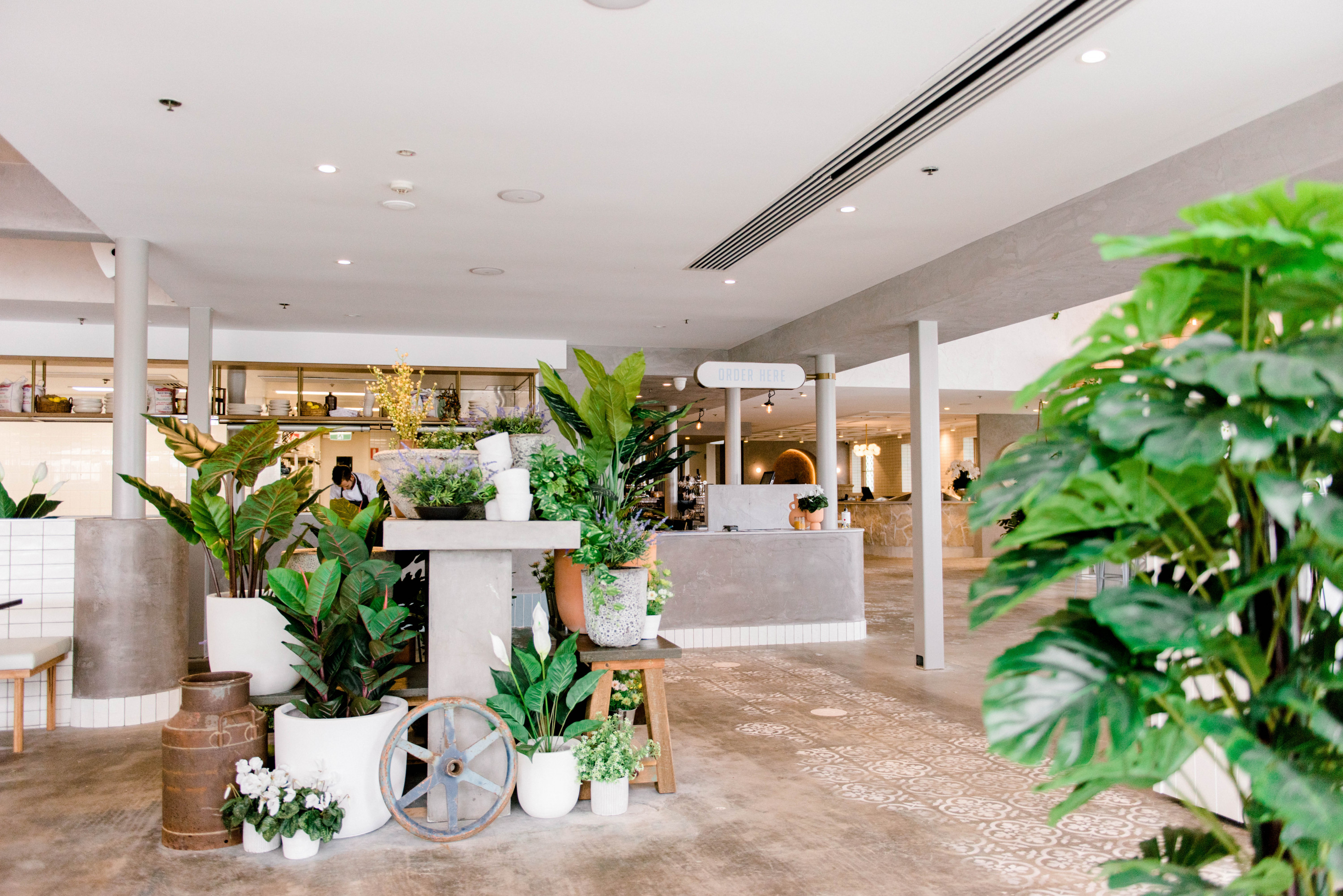 the lush interior of surfers pavilion