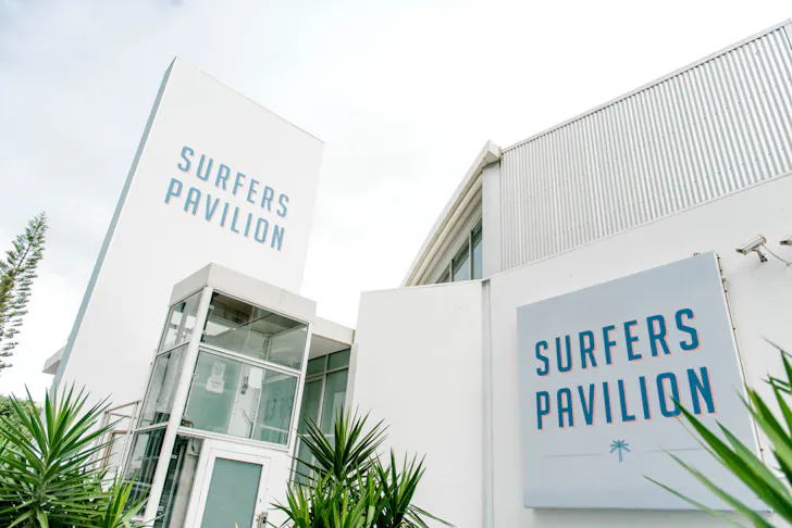 the exterior of surfers pavilion