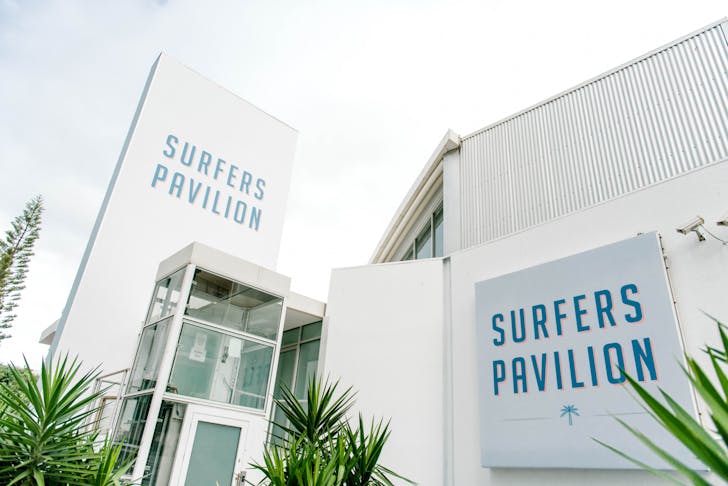 the exterior of surfers pavilion
