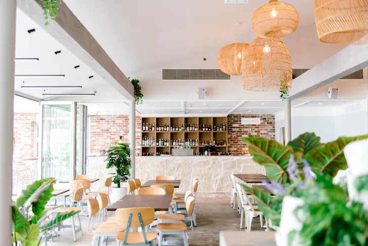 the boho-chic interior of a beautiful venue 