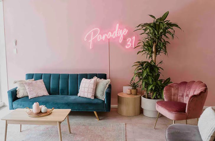 a pink surfers paradise airbnb