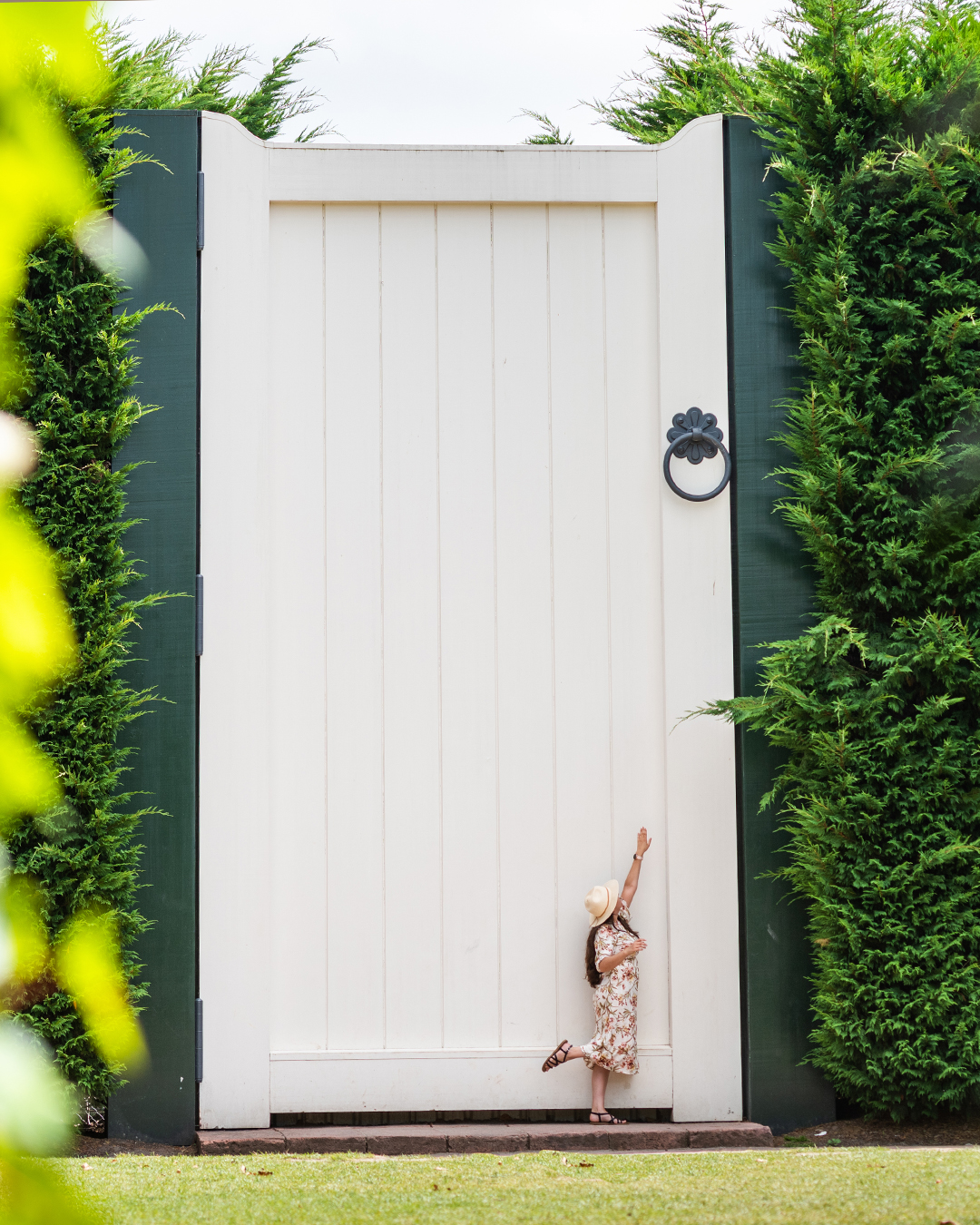 A giant door in the Surrealist Gardens in Hamilton