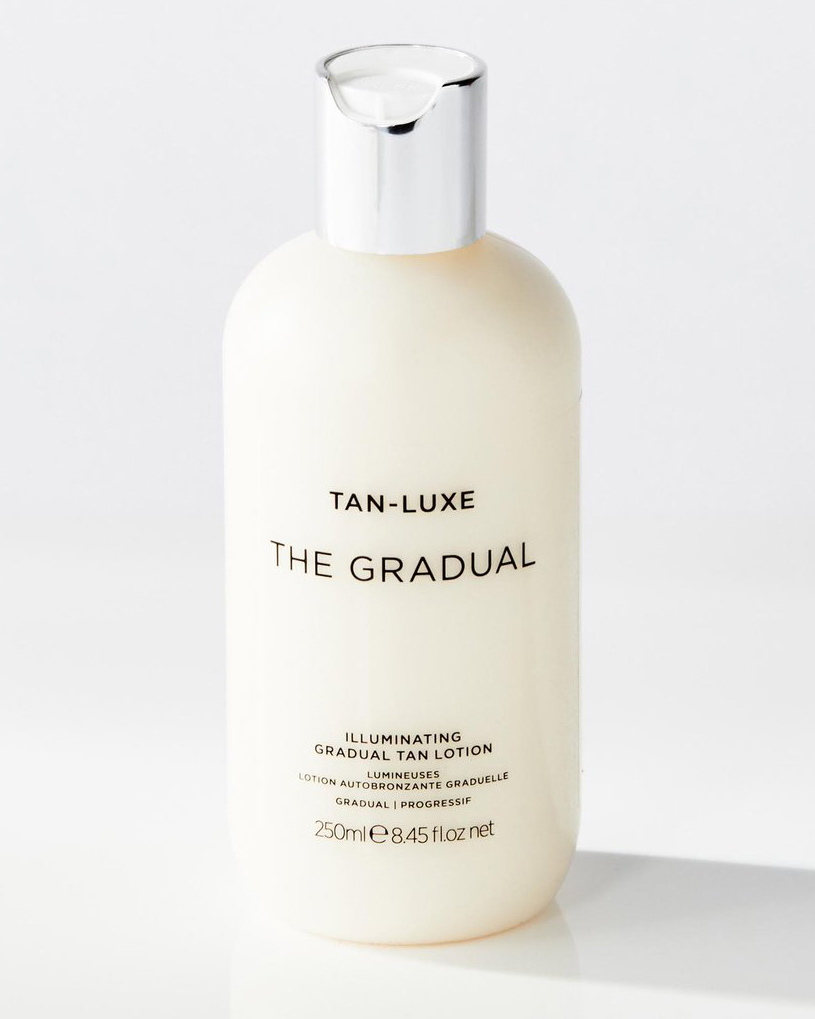 A creamy, off-white bottle of The Gradual with a silver lid.