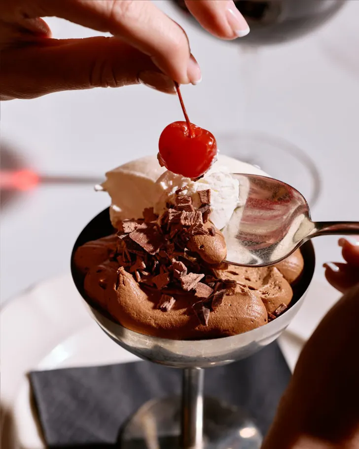 Chocolate mousse with cherry