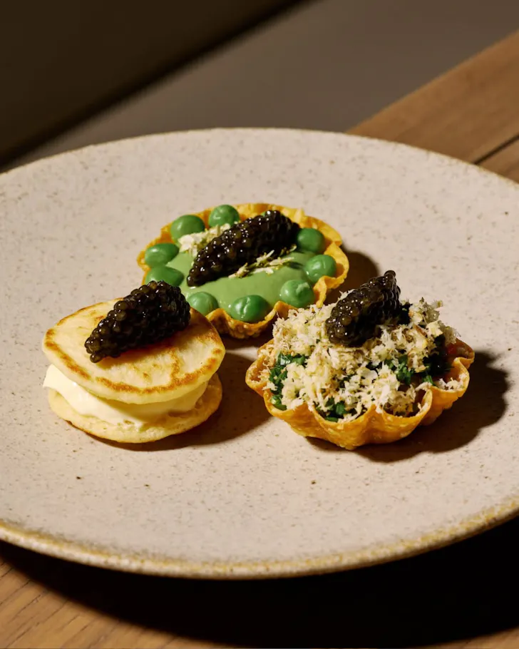 Three small quiches with caviar