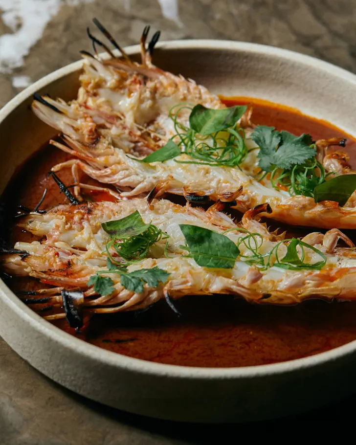 three prawn on a plate