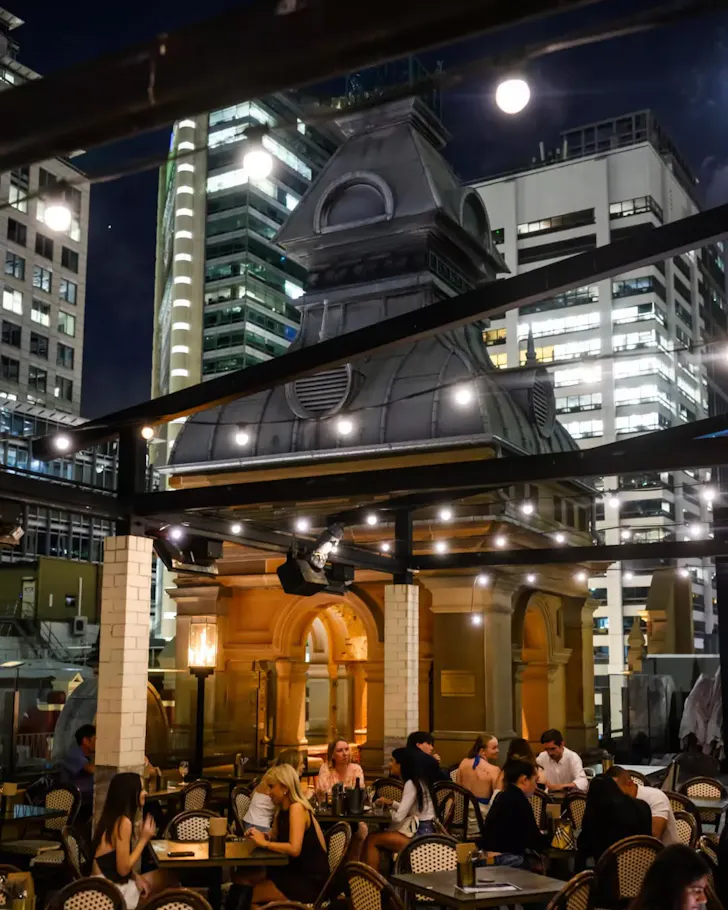 Rooftop bar at night