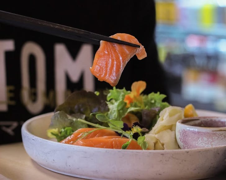 Salmon sashimi from Table of Munchies (TOM), one of Christchurch's best Japanese restaurants. 