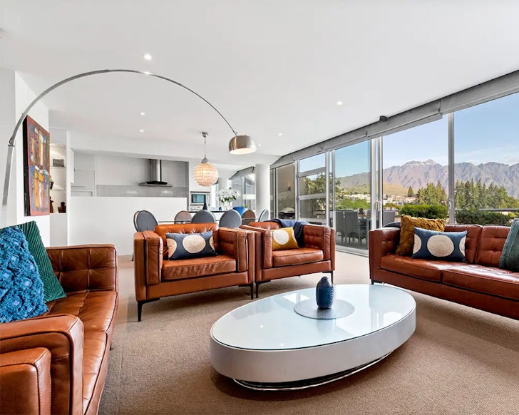 The living space at Taimana one of the best accommodation options Queenstown