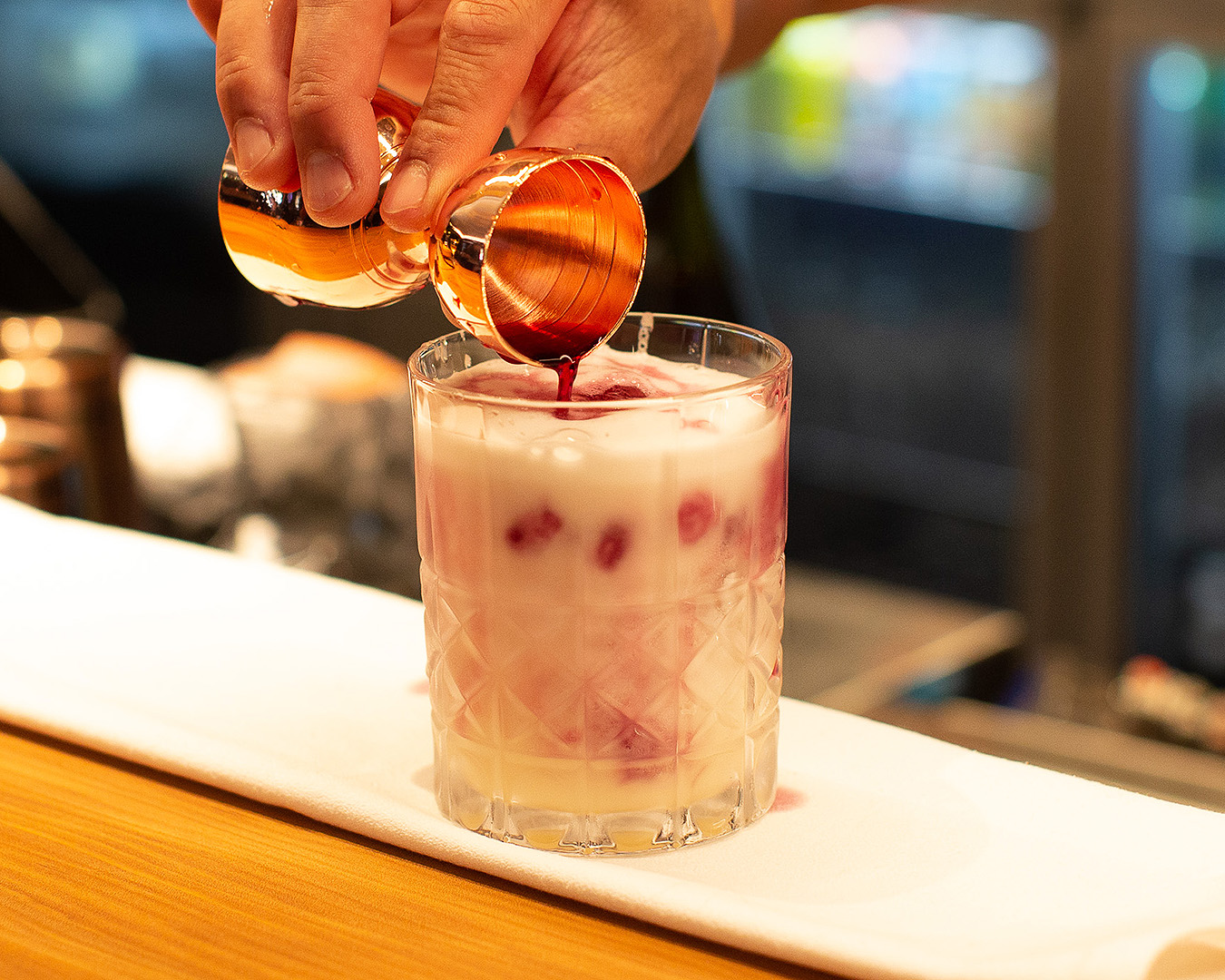 Finishing touches are added to the utterly gorgeous Tamaki Sour.