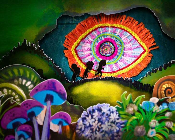 Colourful sets are all part of the Taniwha show. 