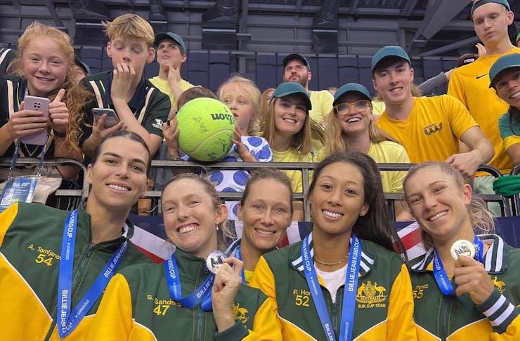 Australian Tennis players with fans