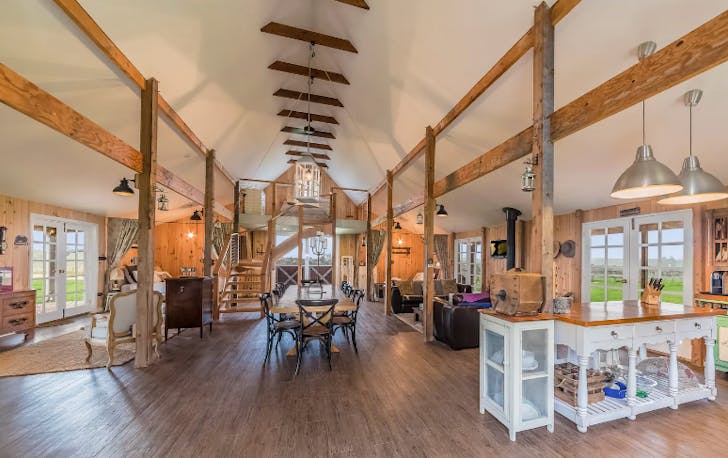 A large open-plan barn with high ceilings, a top farm stay in Victoria.