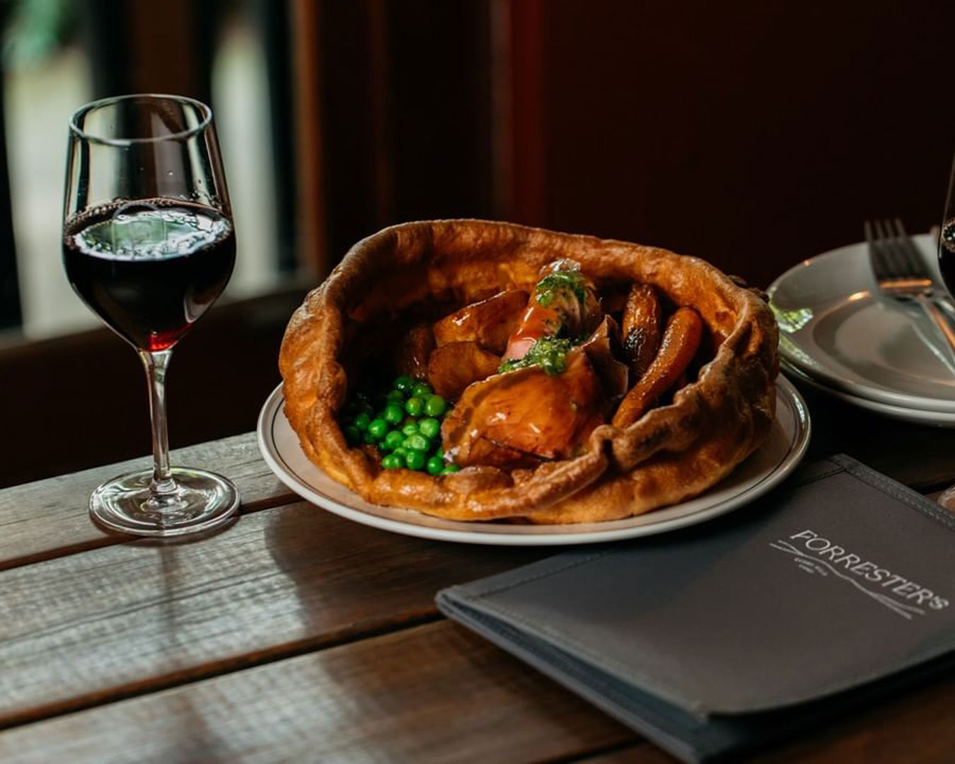 roast meal inside a giant Yorkshire pudding
