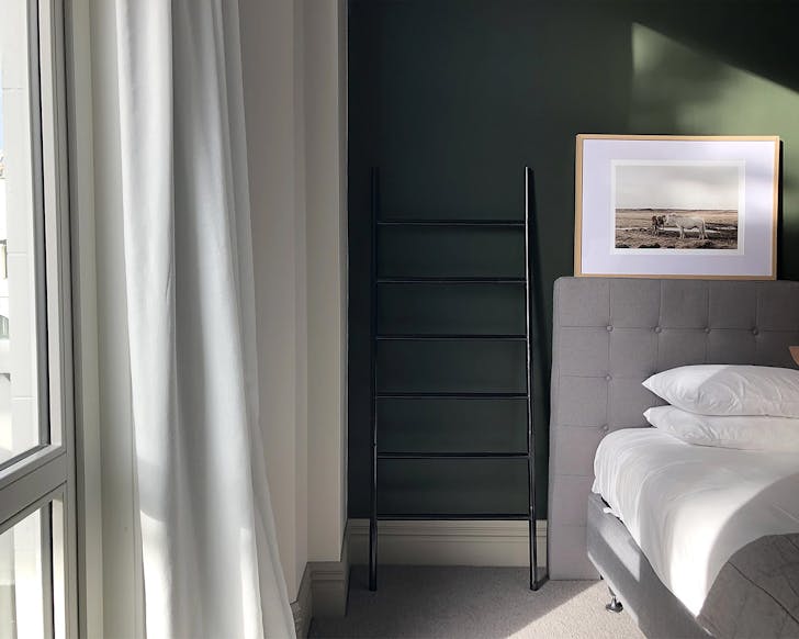 A crisp room with classy furnishings at the Burlington.