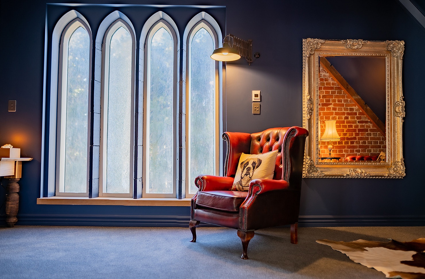 A lovely looking living room at The Church hotel, one of the best places to stay in Invercargill. 