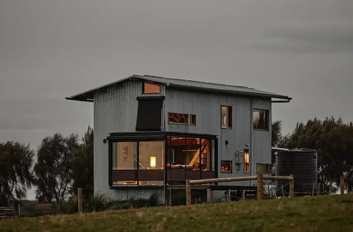 A view of the outside of The Cutting tiny home in Victoria