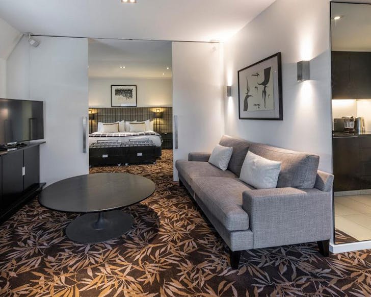 A room at The George Hotel with two rooms.