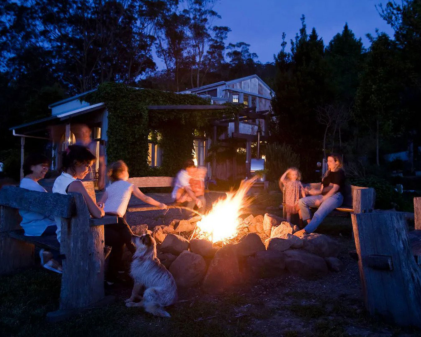 People around campfire