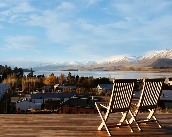 Two deckchairs at The View Tekapo East one of the best accommodation options in Lake Tekapo New Zealand