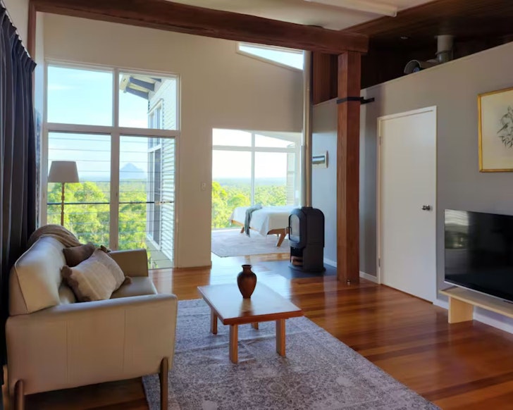 View of The Artist’s Studio and fireplace