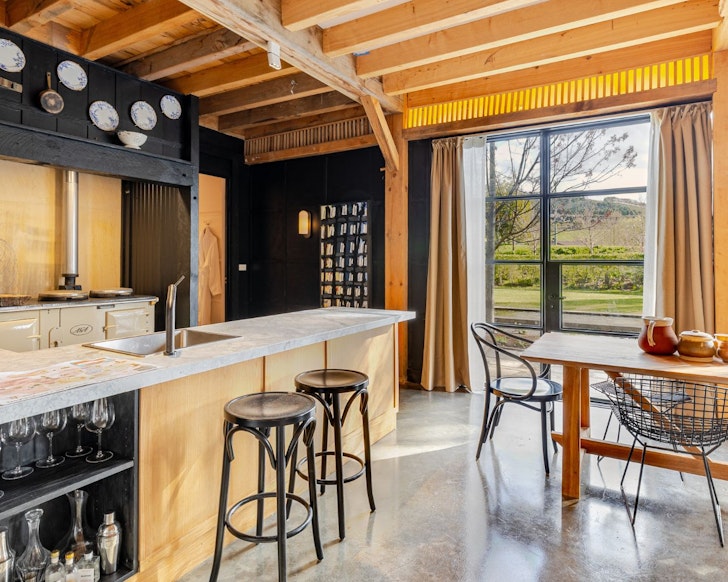The spacious kitchen at The Barn at Stonewalls best accommodation Daylesford