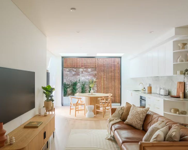 The living space of The Blue House short term rental Sydney
