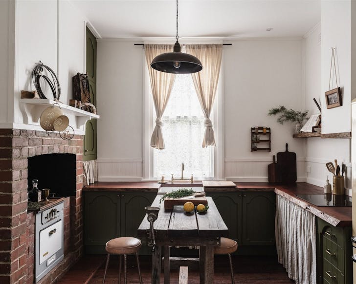 The rustic kitchen at The Bushmans romantic Airbnb WA