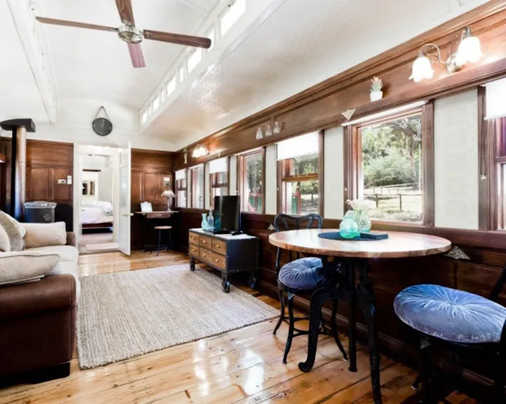The living space at The Carriage best Perth Airbnbs