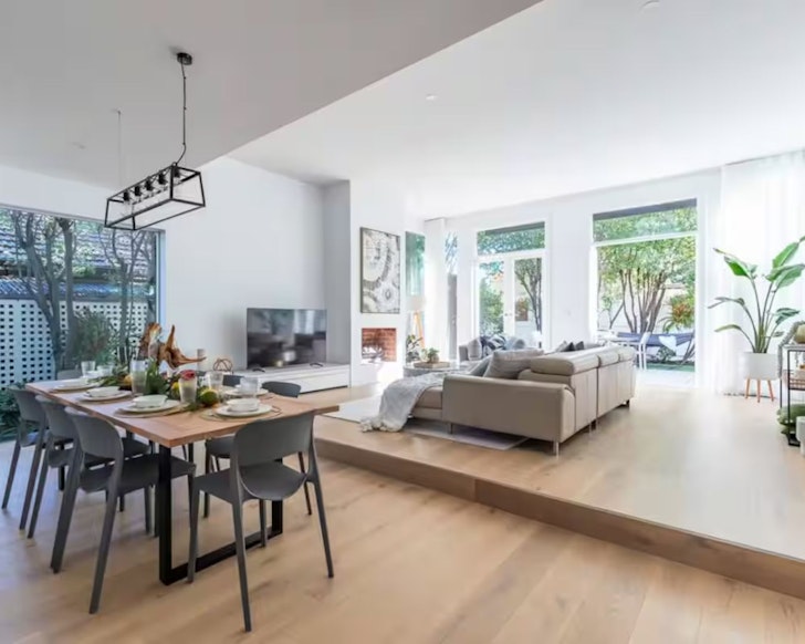 The airy living space at The Chambers one of the best Airbnbs in Melbourne