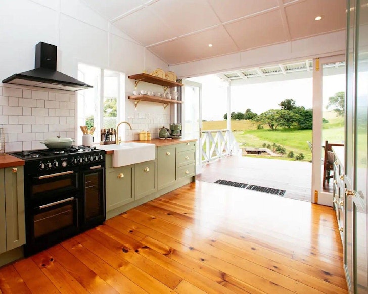 The kitchen that opens to balcony at The Church