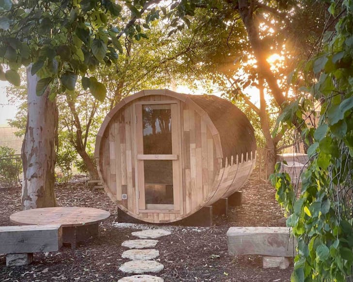 The shared sauna at The Cottage at Berry House