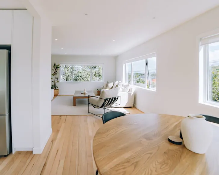 The Scandi-style interior of The Devonport Retreat one of the best Auckland Airbnbs