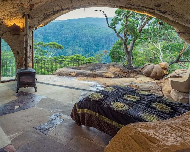 A view of the landscape from The Enchanted Cave one of the best romantic getaways in Australia