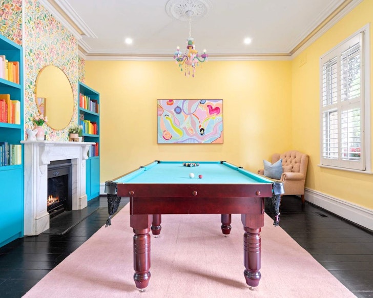 The pool table at The Evelyn best kid-friendly Airbnbs Melbourne