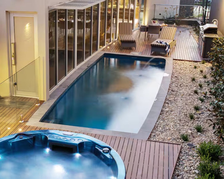 A view of the pools at The Frames one of the best romantic getaways in Australia
