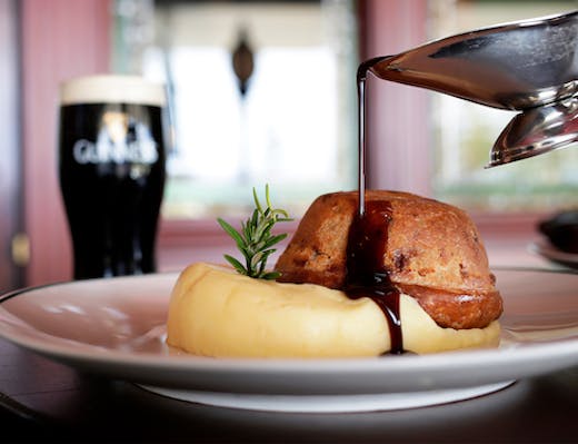 Beef And Guinness Pie With Mashed Potato And Gravy At The Galway Hooker Scarborough