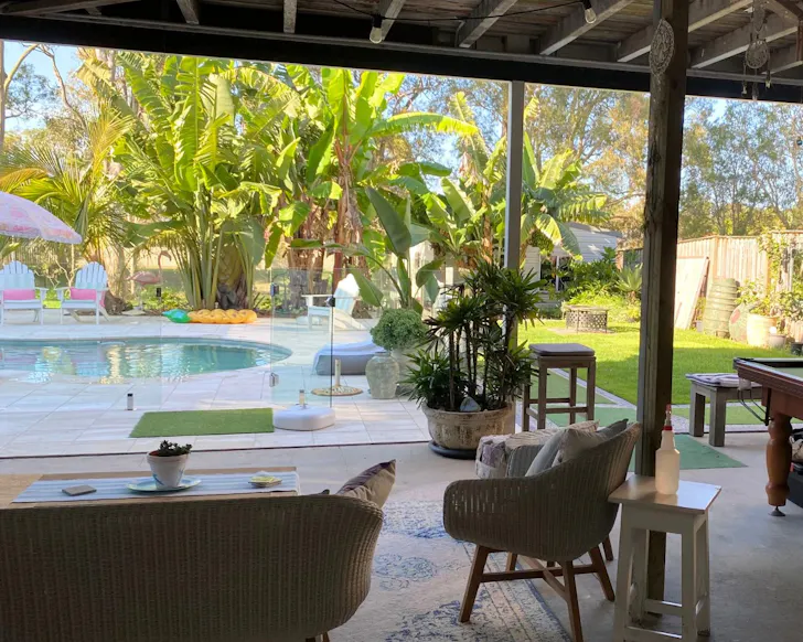 The pool space at The Haven best Brisbane Airbnbs
