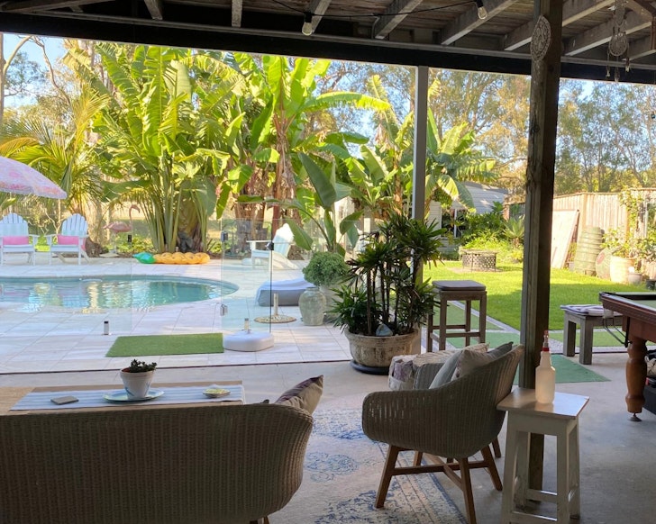 The pool space at The Haven best Brisbane Airbnbs