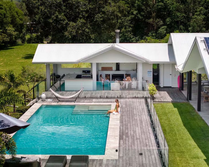The pool at The Langville Estate Airbnb one of the best for large groups in the Sunshine Coast
