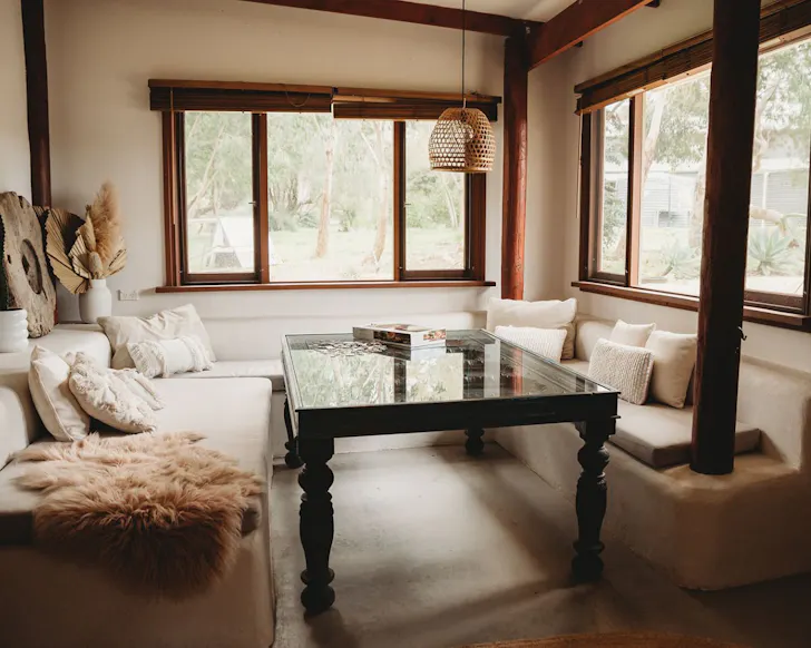 The cosy living space at The Little Straw House best Dunsborough Airbnbs