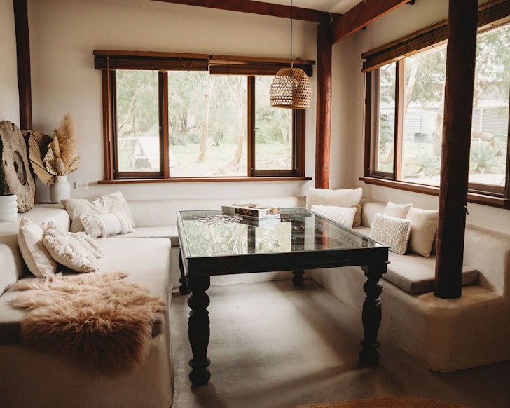 The cosy living space at The Little Straw House best Dunsborough Airbnbs