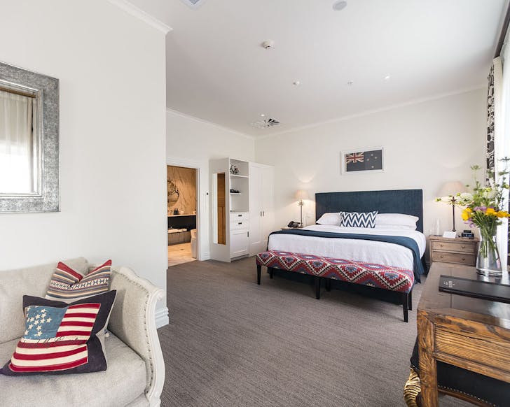 A lovely looking room heavy with Kiwi symbolism at The Marlborough Lodge, one of the top luxury hotels in NZ.